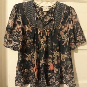 Blue Floral Blouse